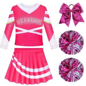 NEW Girls Pink 2 Piece Cheerleading Costume - SIZE 48-10 (European 130 size)